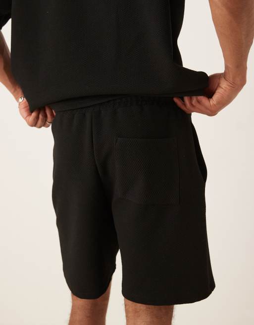 ASOS DESIGN slim heavyweight textured shorts in black (part of a set), 4 of 5