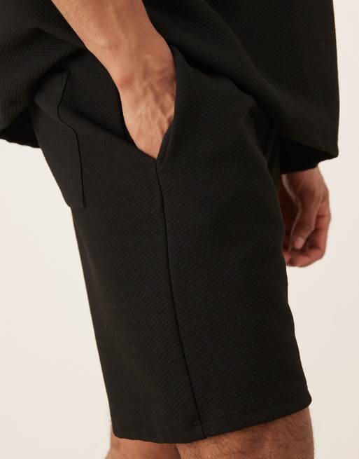 ASOS DESIGN slim heavyweight textured shorts in black - part of a set