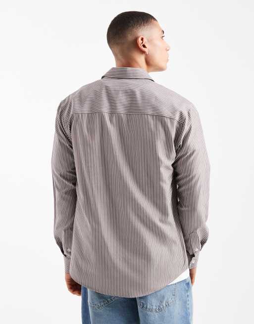 ASOS DESIGN slim in brown stripe, 3 of 5