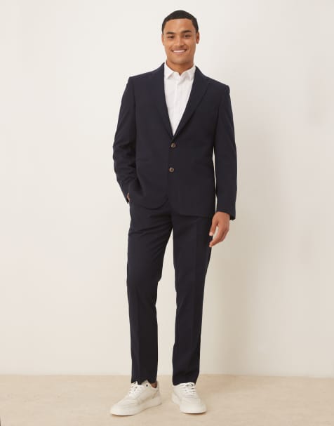 ASOS DESIGN slim in navy flannel - view 1