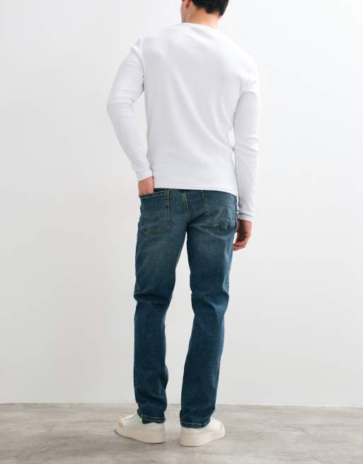 ASOS DESIGN slim jeans in dark washed blue with tint, 3 of 5
