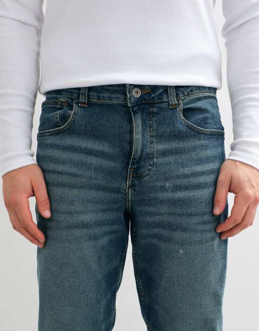 ASOS DESIGN slim jeans in dark washed blue with tint, 4 of 5