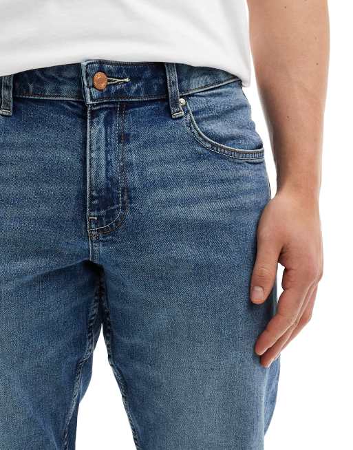 ASOS DESIGN slim jeans in mid blue, 4 of 5