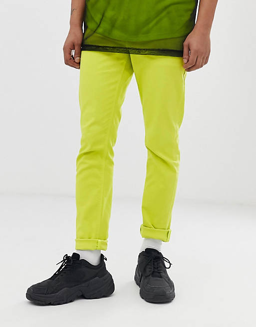ASOS DESIGN slim jeans in neon green | ASOS