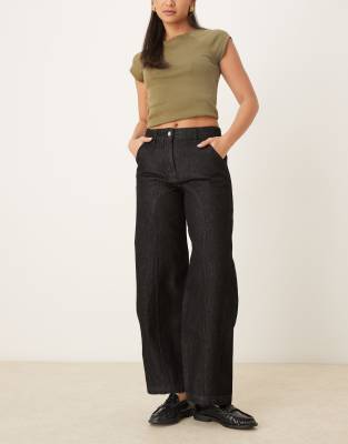 ASOS DESIGN - Slim-Jeans in Schwarz-Ecru mit Ziernaht und abgerundetem Beinschnitt-Blau