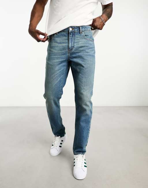 BOSS - Relaxed-fit jeans in beige-tinted blue stretch denim