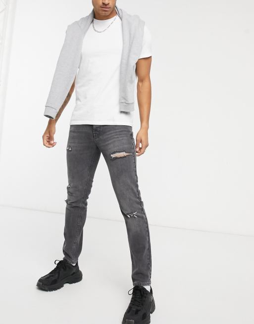 asos design stretch slim jeans in black