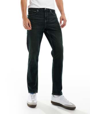 Asos Design Slim Jeans In Washed Black With Green Tint