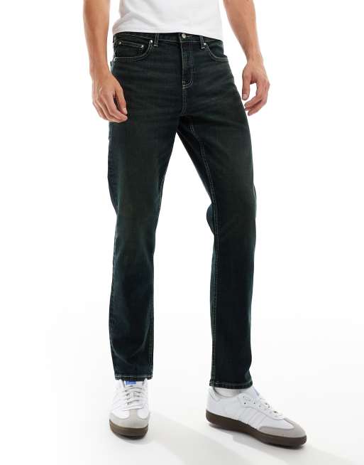 CerbeShops DESIGN slim jeans in washed black with green tint