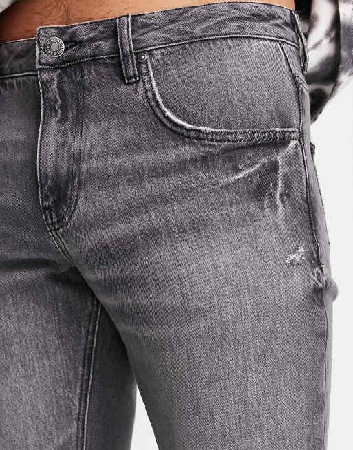 ASOS DESIGN - Slim-jeans med flænger og rå kanter i vasket sort , 4 af 4
