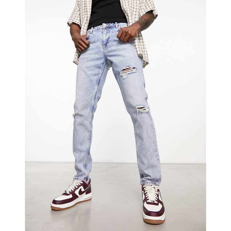 Mens light sale wash distressed jeans