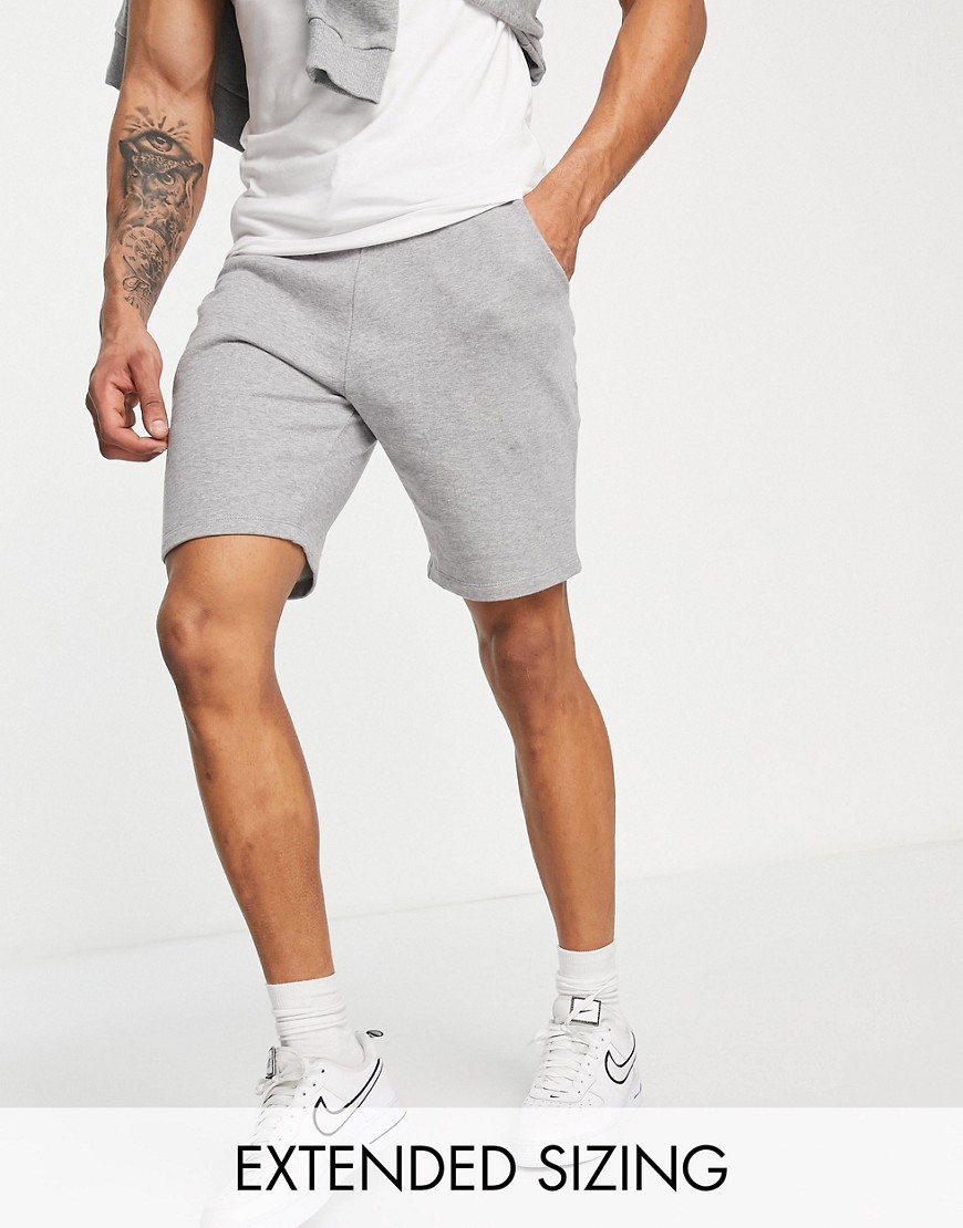 slim jersey shorts in gray heather-Grey