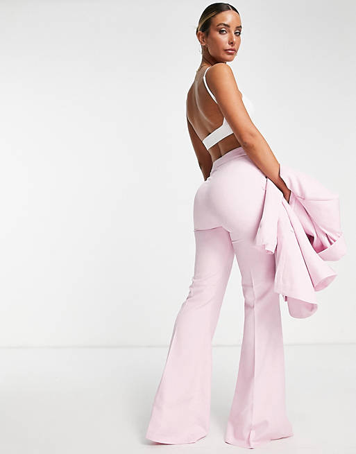  slim kick suit trousers in pink 