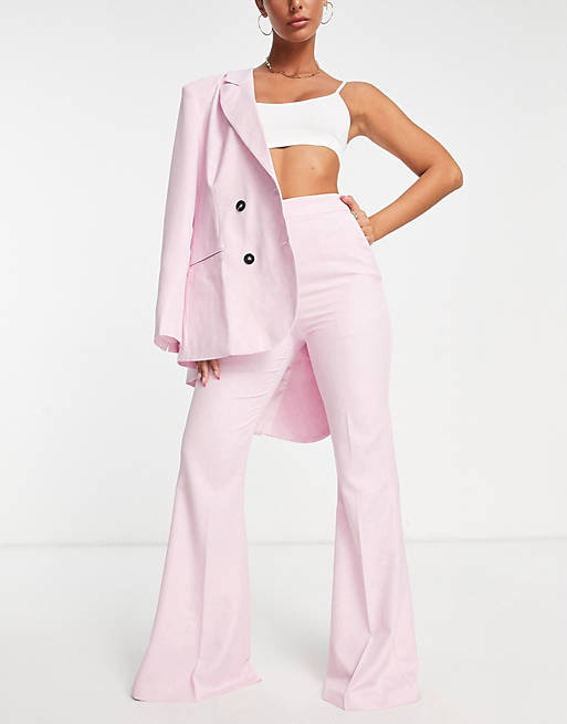  slim kick suit trousers in pink 