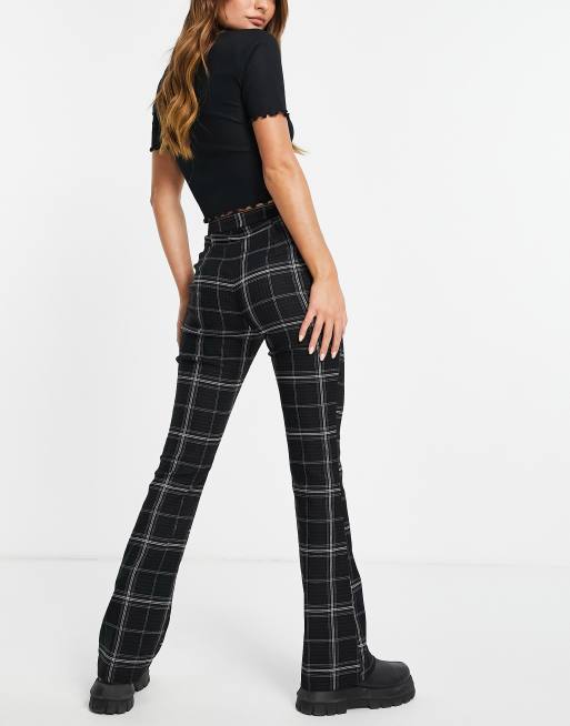 Kick flare hot sale plaid trousers