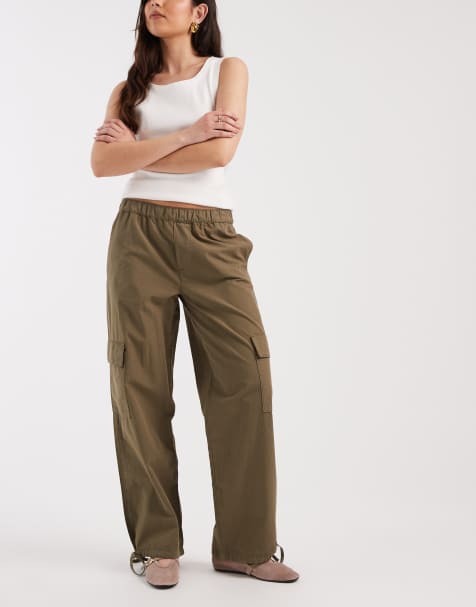ASOS DESIGN slim leg balloon cargo pants in khaki - view 1