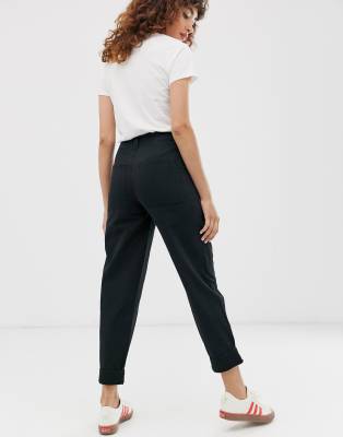 slim fit black combat trousers