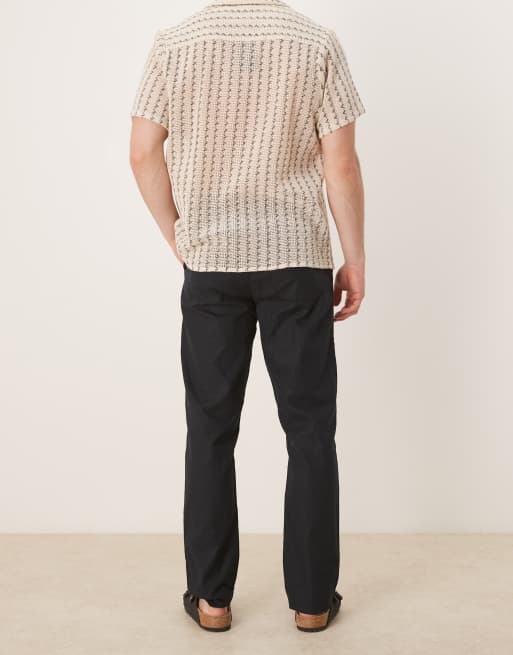 ASOS DESIGN slim linen blend pants in black