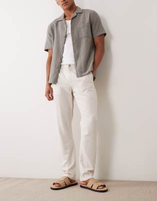 Asos Design Slim Linen Blend Pants In Neutral