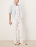 [ASOS DESIGN] ASOS DESIGN slim linen blend pants in white XL WHITE
