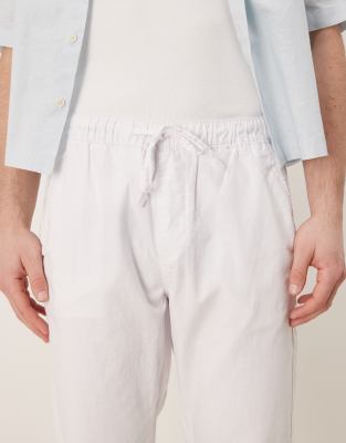 Asos Design Slim Linen Blend Pants In White