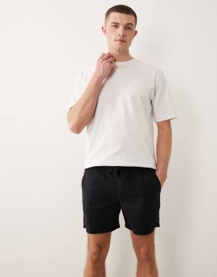 Asos Design Slim Linen Blend Shorts In Black