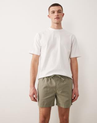 Asos Design Slim Linen Blend Shorts In Green