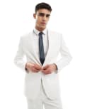 [ASOS DESIGN] ASOS DESIGN slim linen blend suit jacket in off white Chest 38 Short WHITE