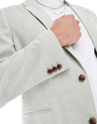 Asos Design Slim Linen Look Suit Jacket