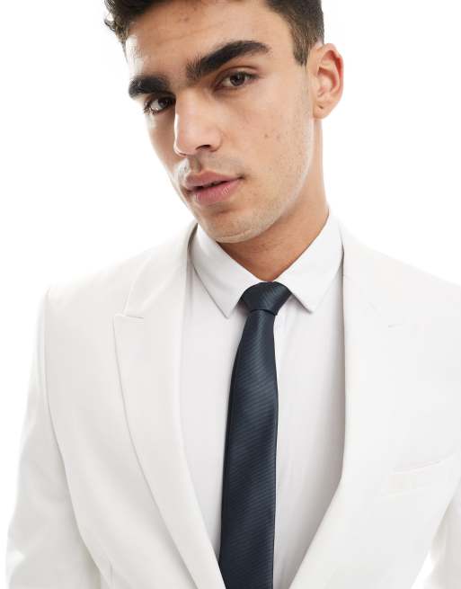 ASOS DESIGN slim linen look suit jacket in off white, 5 of 5