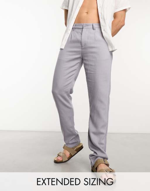 ASOS DESIGN slim linen mix chinos in grey