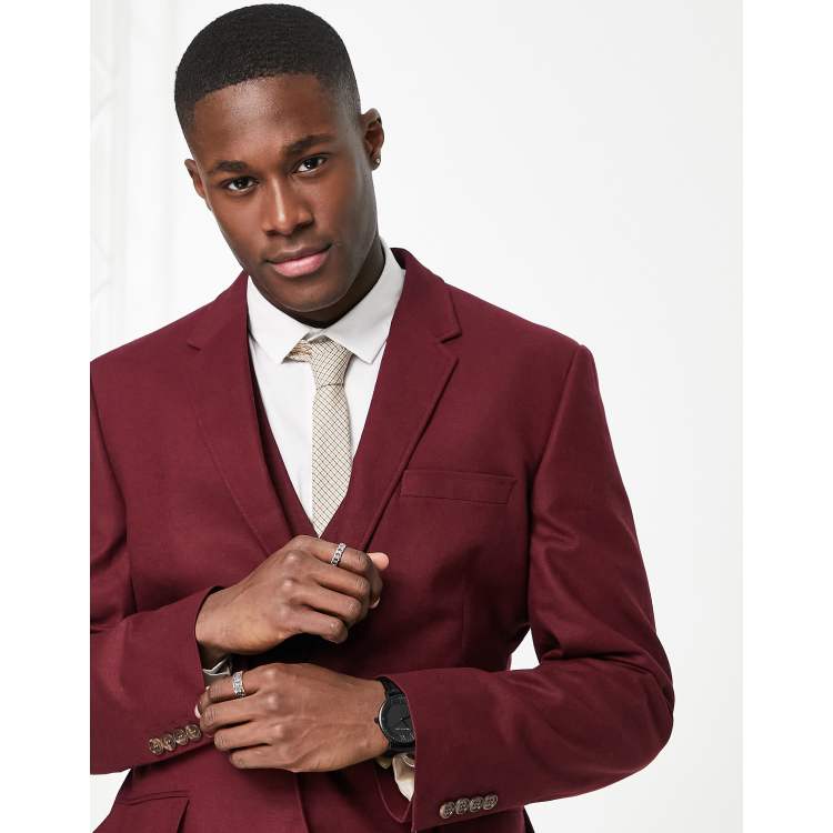 burgundy linen jacket