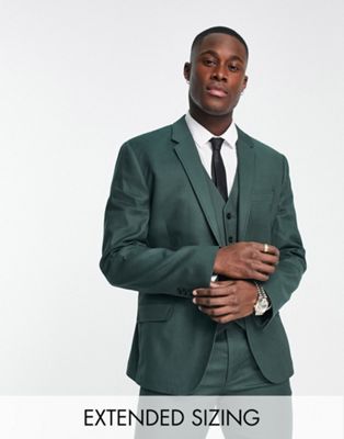 ASOS DESIGN slim linen mix suit jacket in forest green - ASOS Price Checker