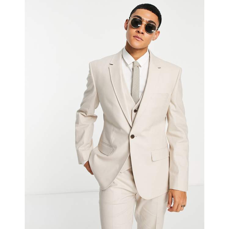 Linen Suit Jacket - Stone