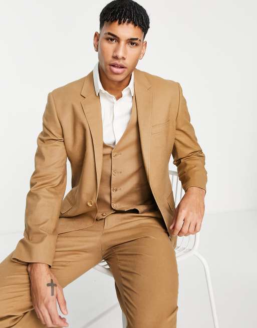 ASOS DESIGN slim suit jacket in khaki