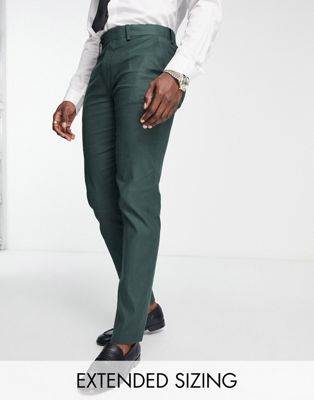 ASOS DESIGN slim linen mix suit trouser in forest green