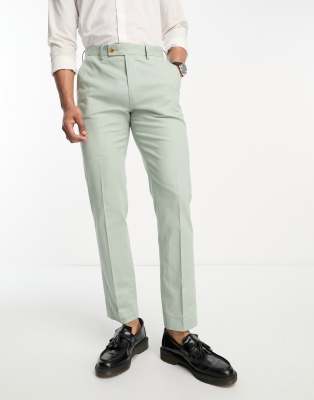 ASOS DESIGN ASOS DESIGN slim linen mix suit trouser in sage-Green