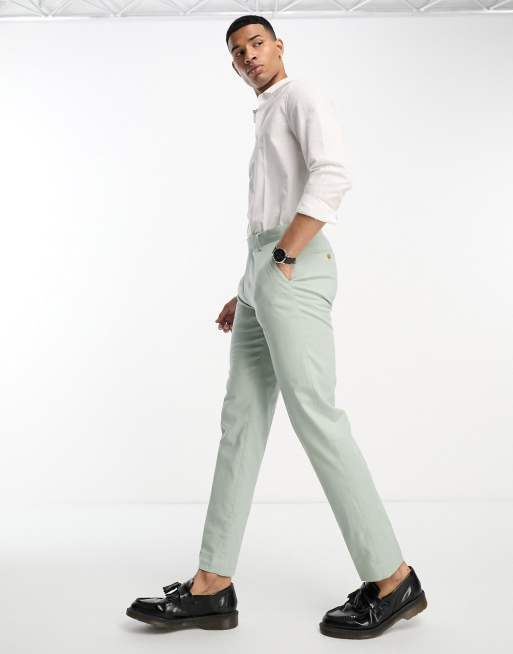 Harry Brown wedding linen mix suit trousers in light blue