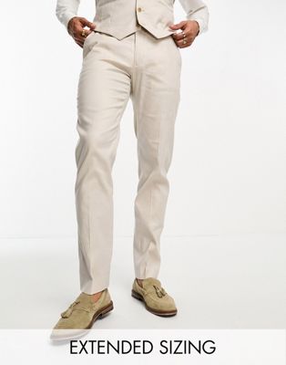 ASOS DESIGN slim linen mix suit trouser in stone