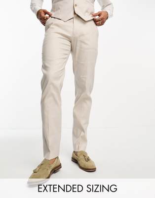 ASOS DESIGN slim linen mix suit trouser in stone