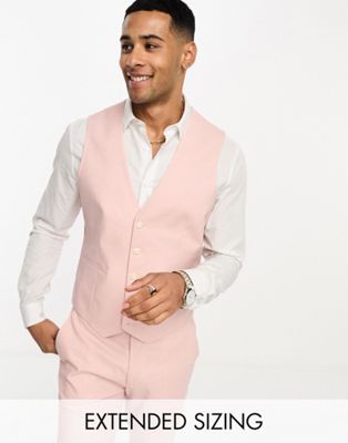ASOS DESIGN slim linen mix waistcoat in pastel pink - ASOS Price Checker