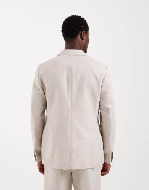 ASOS DESIGN slim linen-rich suit jacket in stone, 2 of 5