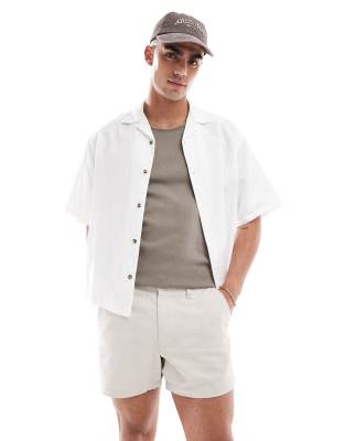 ASOS DESIGN slim linen shorts in beige - view 1