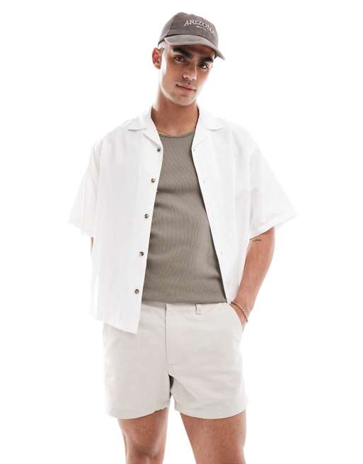 FhyzicsShops DESIGN slim linen shorts in beige