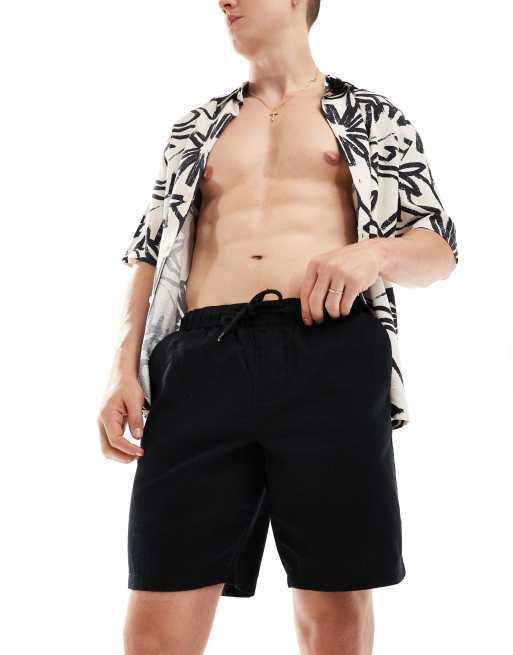 FhyzicsShops DESIGN slim linen shorts Add in black