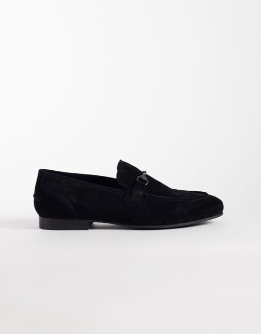 ASOS DESIGN slim loafer with snaffle in black suede, 3 of 4