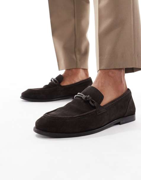 ASOS DESIGN slim loafers in brown suede - view 1