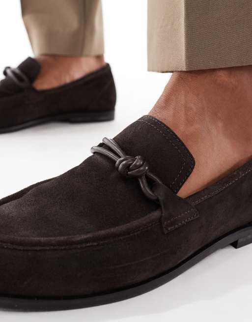 ASOS DESIGN slim loafers in brown suede, 3 of 4
