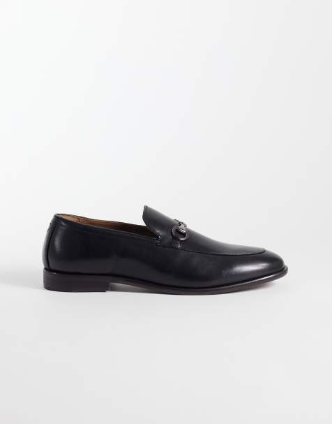 ASOS DESIGN slim loafers met snaffle in zwart leer - view 1
