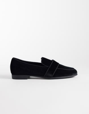 Asos Design Slim Loafers With Gross Grain Saddle In Black